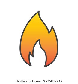 vector illustration of a single flame with a gradient effect to create eye-catching warning signs