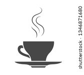 Vector illustration: single flat black and white cup of coffee with steam isolated on white background. Icon design for cafes, restourants, cafeteria, posters, banners, cards
