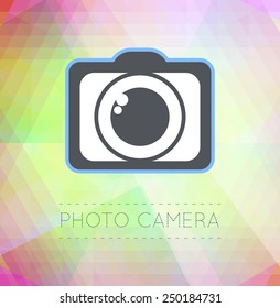 Vector Illustration of a Single Flat Photo Camera Icon 