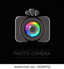 Vector Illustration of a Single Flat Photo Camera Icon 