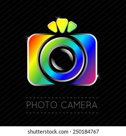 Vector Illustration of a Single Flat Photo Camera Icon 