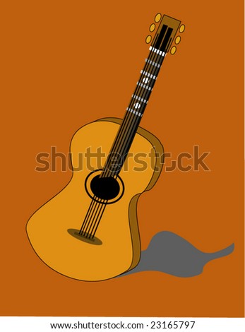 vector illustration of single guitar on broun background