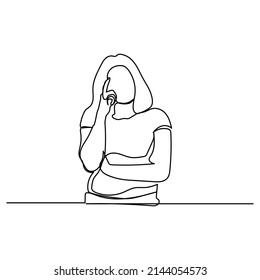vector illustration single hand drawn continuous line thinking