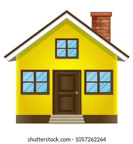 vector illustration of single house on white background