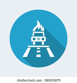 Vector illustration of single isolated car burning icon