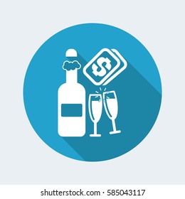 Vector illustration of single isolated champagne cost icon