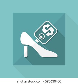 Vector illustration of single isolated female shoe sale icon