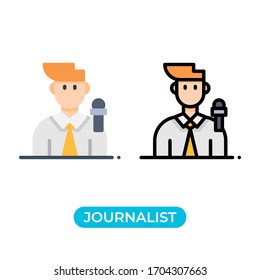 Icono de avatar de un solo periodista ilustrador vectorial que utiliza 2 variaciones con un estilo de diseño de color plano y lineal