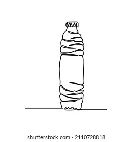 vector illustration of single line continuous hand drawn bottled mineral water