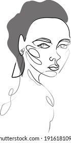 Vektorgrafik. Einzeilige Frau. Abstrakte Kunst. 