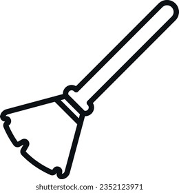 Vector illustration of single line icon of a broom. Sweep and clean.