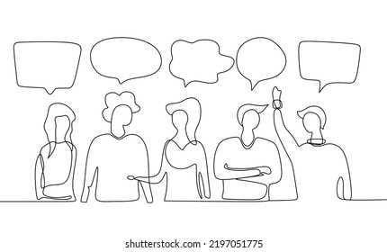 	
Vector illustration, single line style, businessmen discuss social network, news, social networks, chat, dialogue speech bubbles vector