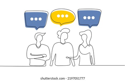 	
Vector illustration, single line style, businessmen discuss social network, news, social networks, chat, dialogue speech bubbles vector