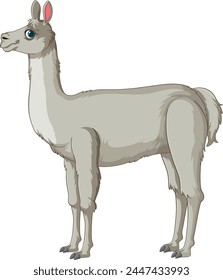 Vector illustration of a single llama in profile.