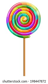 A vector illustration with a single multicolored lollipop