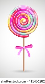A vector illustration with a single multicolored lollipop