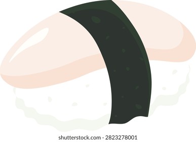Vector illustration of a single piece of Squid Sushi (Ika Nigiri).