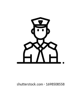 Vector illustration single pilot avatar icon, vector or logo use black color with line design style