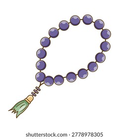 Vector illustration of a single purple prayer bead icon isolated on a white background. A prayer bead is used for Muslim prayer.