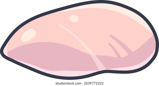 Vector illustration of a single raw chicken breast. Ideal for food, diet, and recipe content.