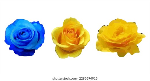 Vector illustration of single rose flower set