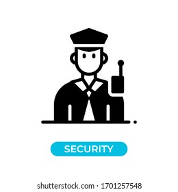 Vector illustration single security man avatar icon use black color with glyph design style