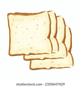 Vector illustration single or set traditional classic bread in cartoon flat style. White wheat flour baking. Crisp Loaf. Nutrition product, isolated on white background. Healthy product logo or icon