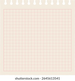 Vector illustration of a single sheet of grid paper with square lines. Perfect for math worksheets, design drafts, bullet journaling, or digital planners.