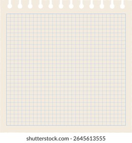Vector illustration of a single sheet of grid paper with square lines. Perfect for math worksheets, design drafts, bullet journaling, or digital planners.