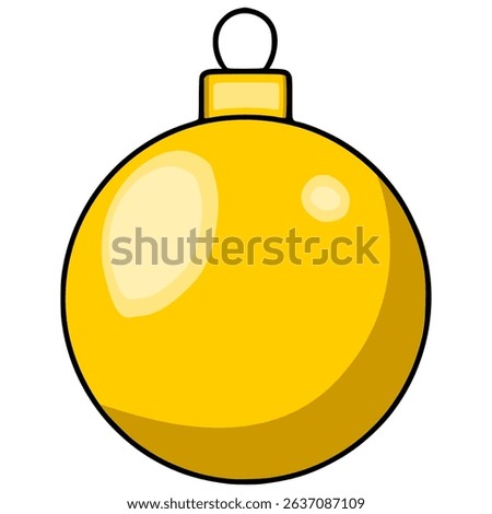 A vector illustration of a single, shiny golden Christmas bauble with a subtle gradient and a small white cap, isolated on a white background.