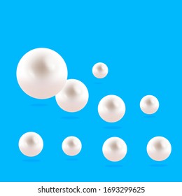Vector illustration of single shiny natural white sea oyster pearl with light effects  . Beautiful 3D shining realistic pearl for luxury accessories.