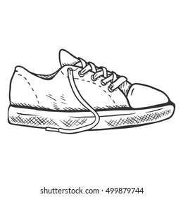 Vector Illustration - Single Side View Casual Gumshoes on White Background