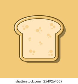 Ilustración vectorial de una sola rebanada de pan con agujeros sobre un fondo amarillo, destacando el diseño simple y minimalista. Perfecto para proyectos de diseño relacionados con la comida y blogs culinarios.