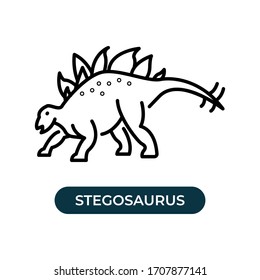 Vector illustration single stegosaurus icon use black color with line design style