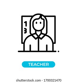 Vector illustration single teacher avatar icon use black color with line design style