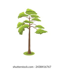 Vector illustration single tree icon in cartoon flat style. Green bright tree or forest side view isolated on white background for landscape and architecture drawing,elements for environment, park