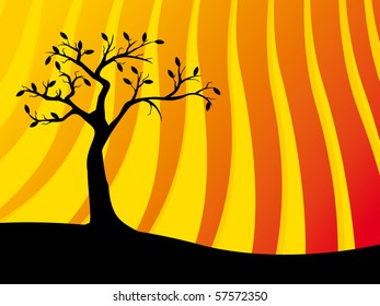 Vector illustration of a single tree silhouette
