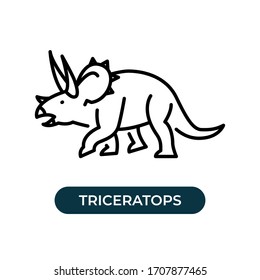 Vector illustration single triceratops icon use black color with line design style