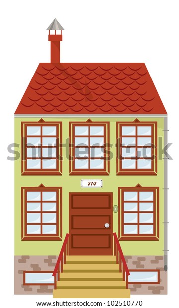 Vector Illustration Single Two Story House Stock Vector (Royalty Free ...