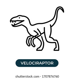 Vector illustration single velociraptor icon use black color with line design style
