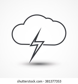 Vector illustration of single weather icon - cloud with lightning