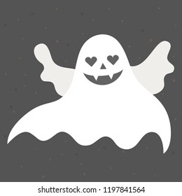 Vector illustration: single white scary ghoast icon isolated on black background. Decorative elements for Halloween party greeting cards, posters, postcards, scrapbooking
