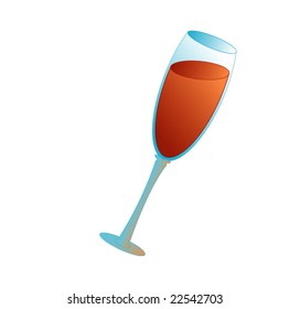 vector illustration of single wine glass with red wine isolated on white