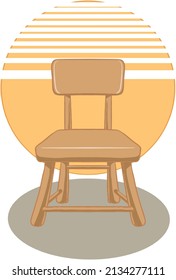 A Vector Illustration Of A Single Wooden Chair