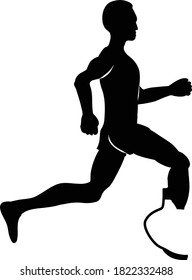 Vector Illustration Of A Single-amputee Or Disabled Runner