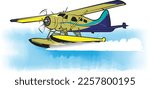 Vector illustration of a single-engined high-wing propeller-driven short takeoff and landing (STOL) aircraft