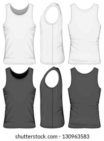 Vector illustration of singlet (front, side, back view)