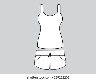 Vector illustration of Singlet and shorts. Front views