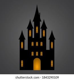 Vektorgrafik eines finsteren Schlosses. Feiertag, Halbwochenende.