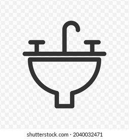 Vector illustration of sink icon in dark color and transparent background(png).